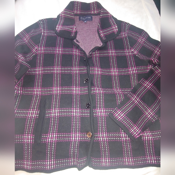 NWOT Jones New York Signature Black & Purple Plain Sweater Jacket – Size XL - Picture 4 of 9